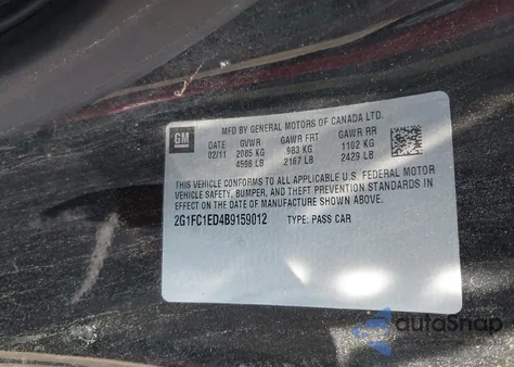 2011 Chevrolet Camaro 2Lt from USA, damaged, VIN 2G1FC1ED4B9159012